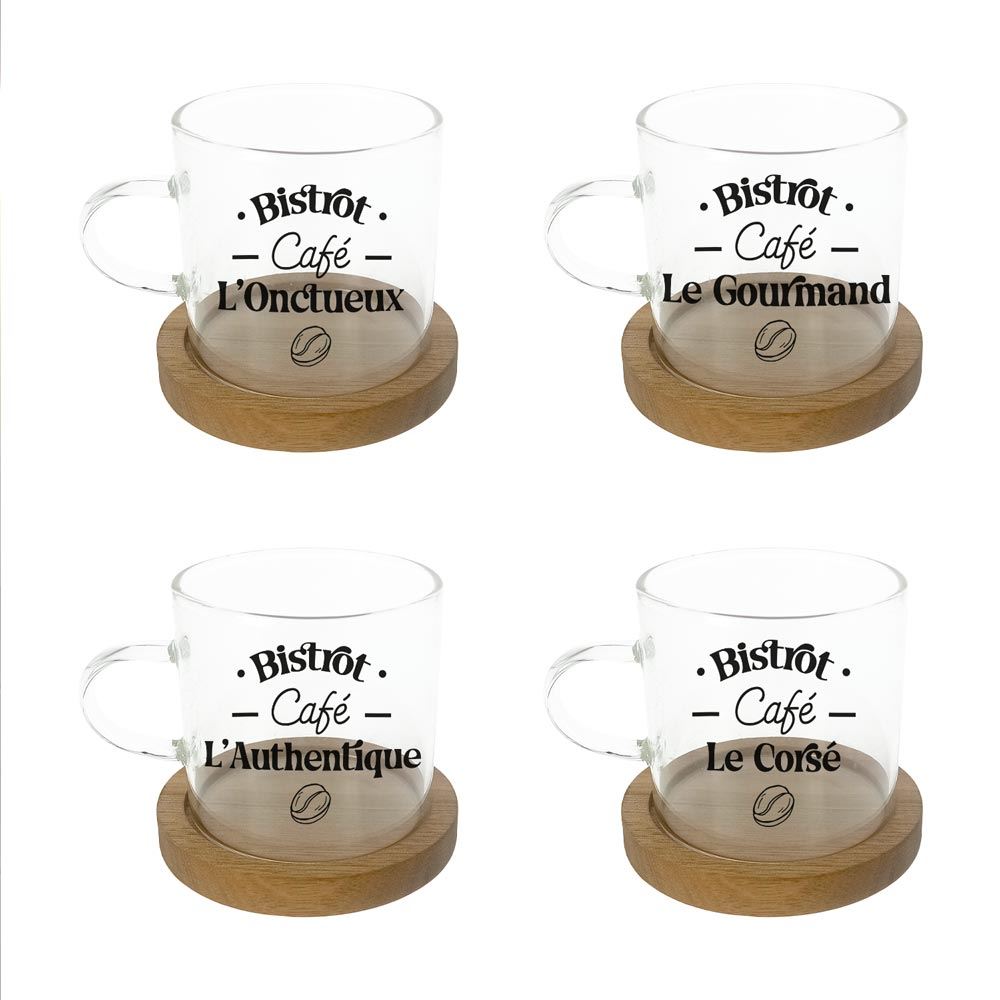 Coffret 4 tasses cafe verre