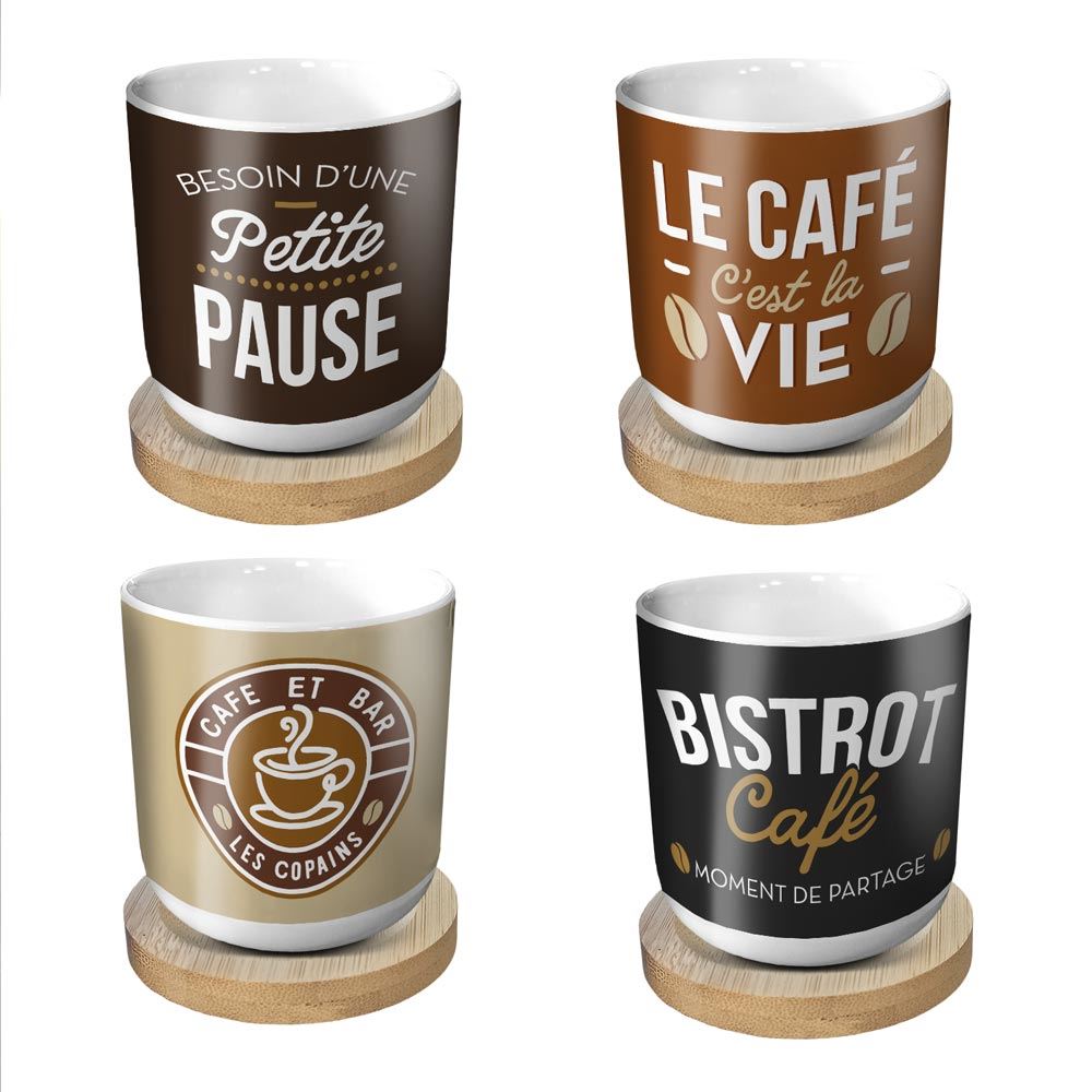 Coffret 4 tasses cafe ceramique