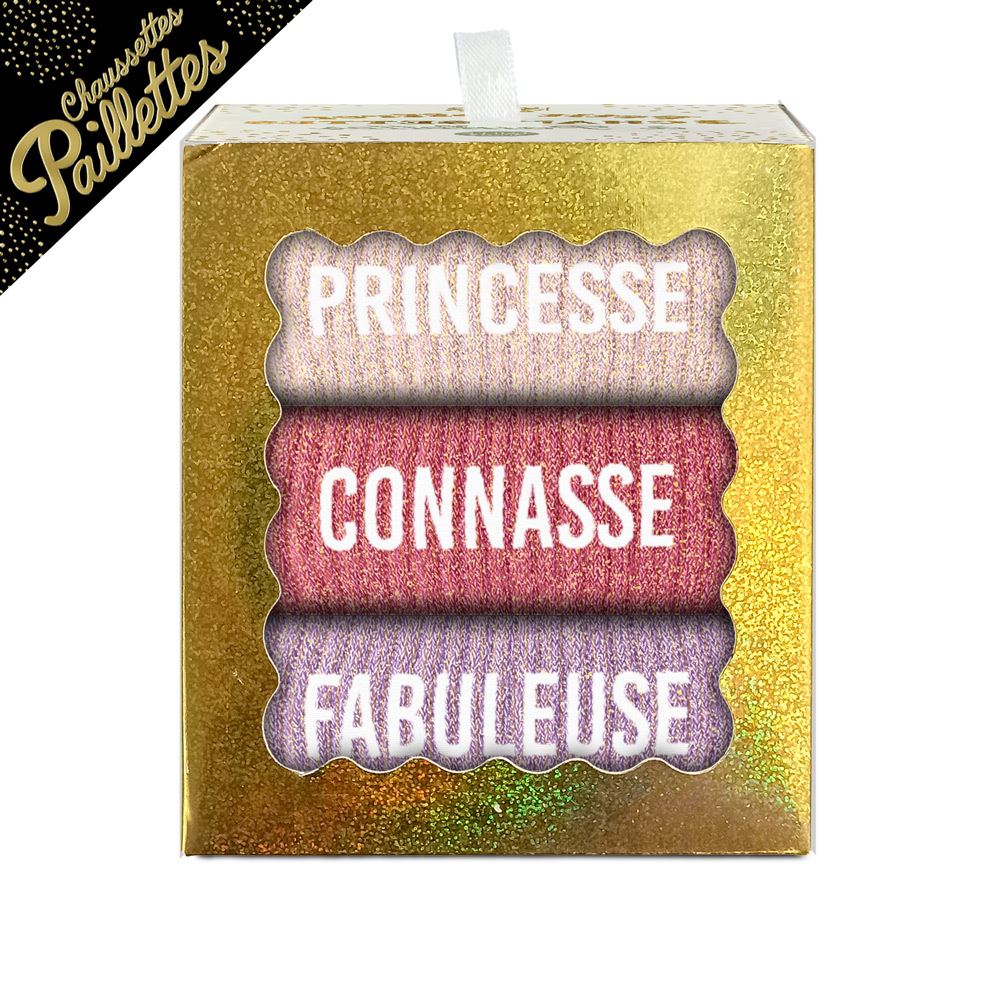 Coffret trio chaussettes paillettes princesse