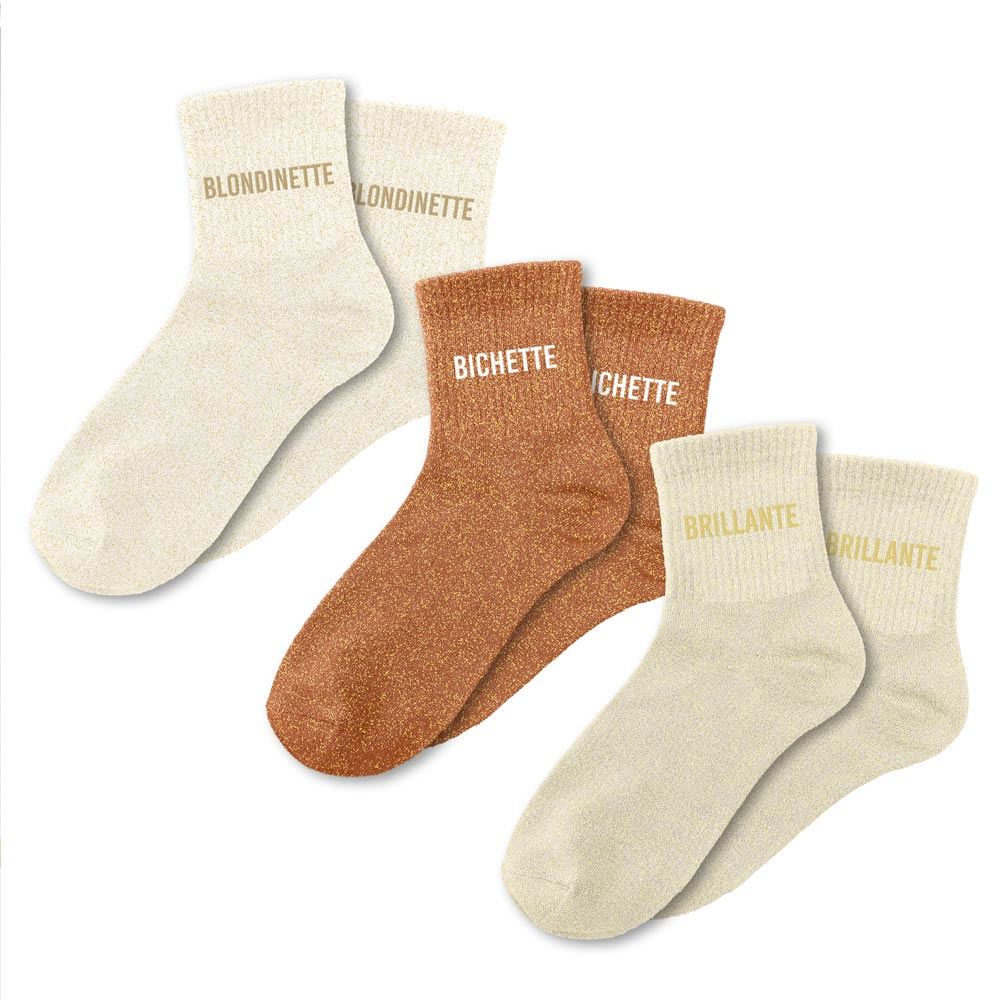 Coffret trio chaussettes paillettes blondinette