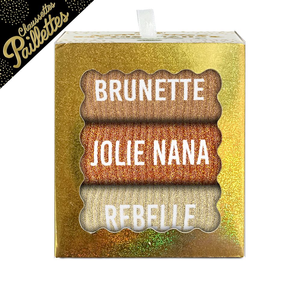 Coffret trio chaussettes paillettes brunette