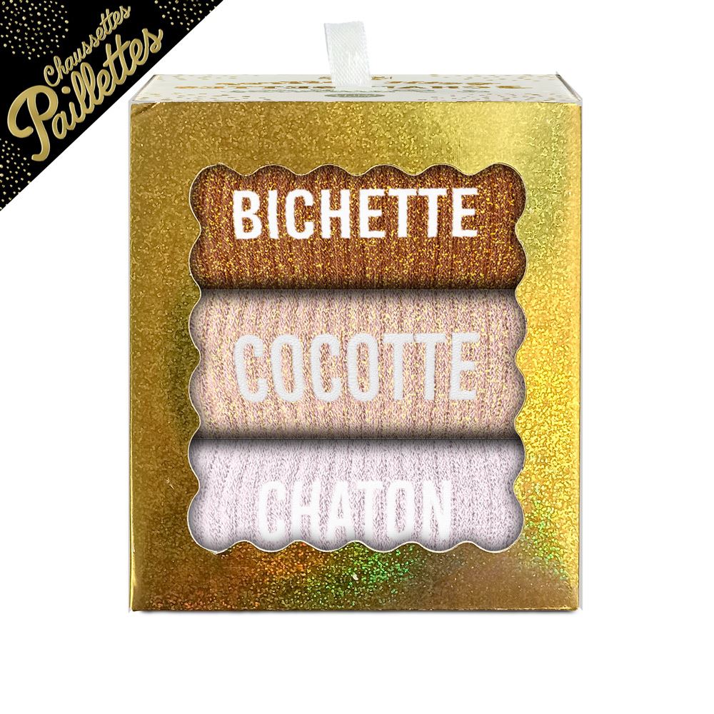 Coffret trio chaussettes paillettes bichette