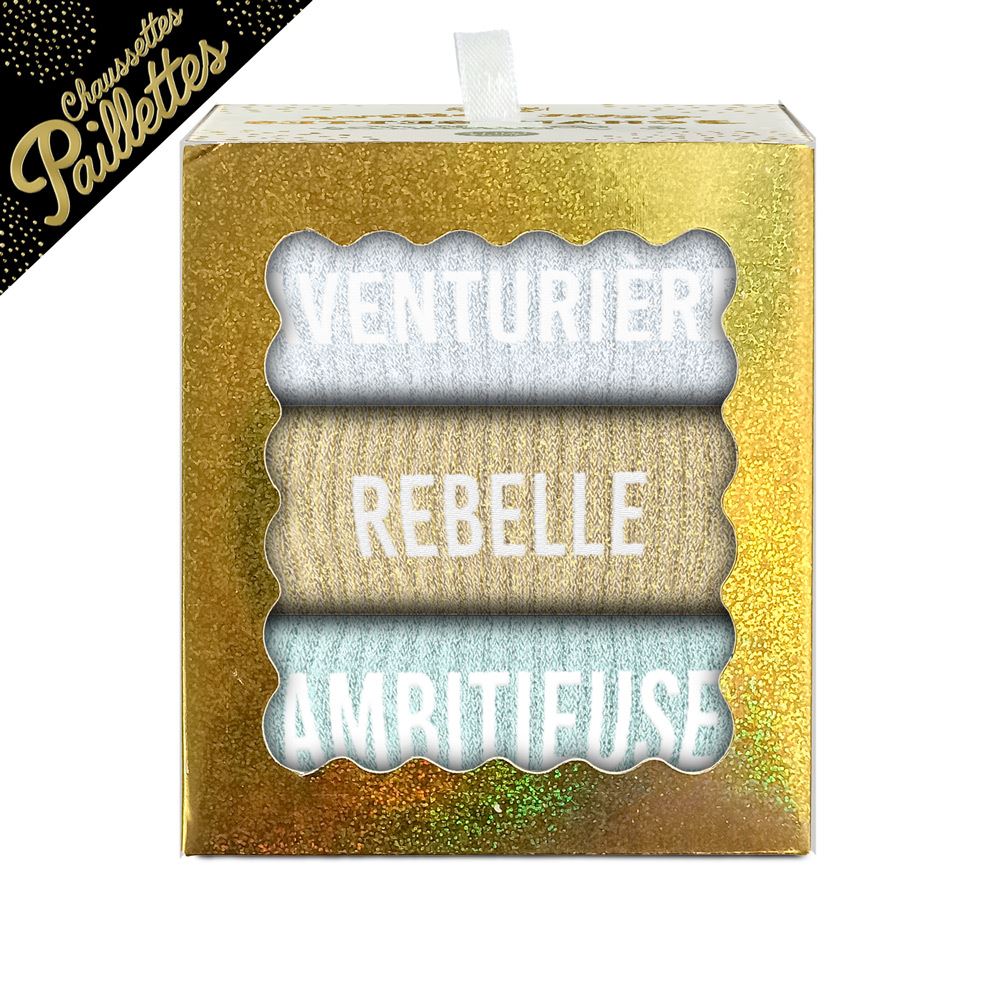 Coffret trio chaussettes paillettes aventuriere