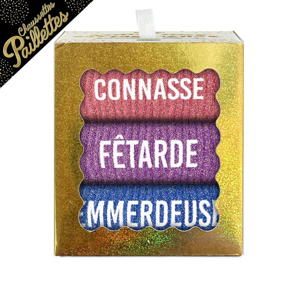 Coffret trio chaussettes paillettes connasse