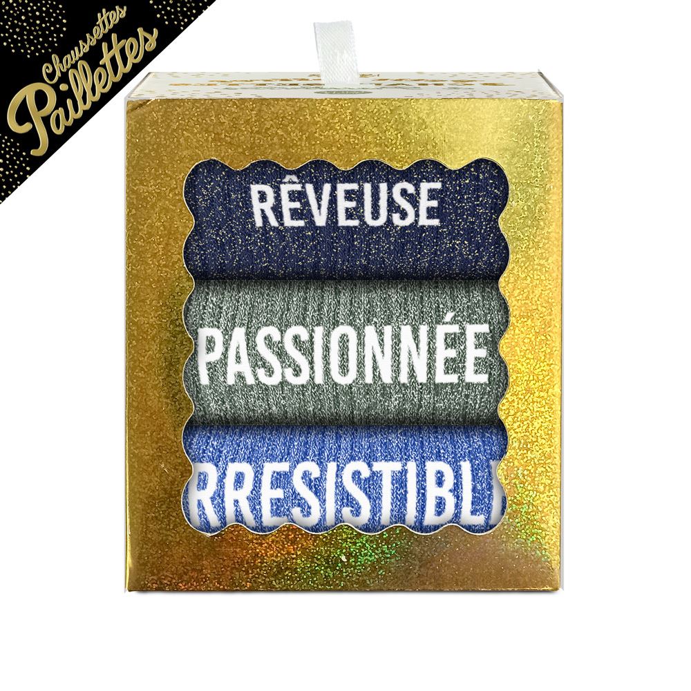 Coffret trio chaussettes paillettes reveuse