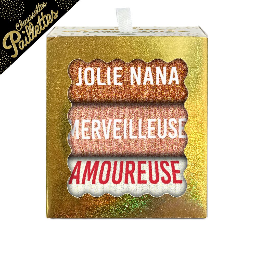 Coffret trio chaussettes paillettes jolie nana