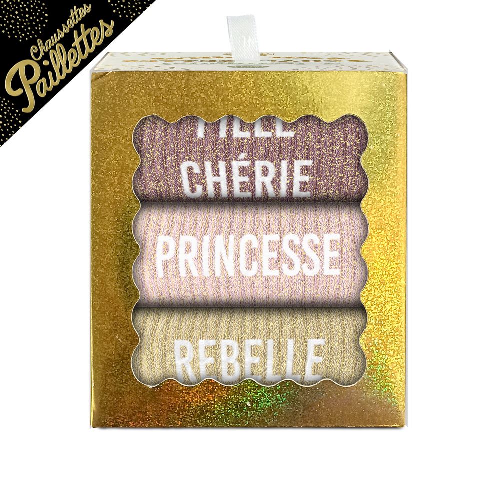 Coffret trio chaussettes paillettes fille cherie