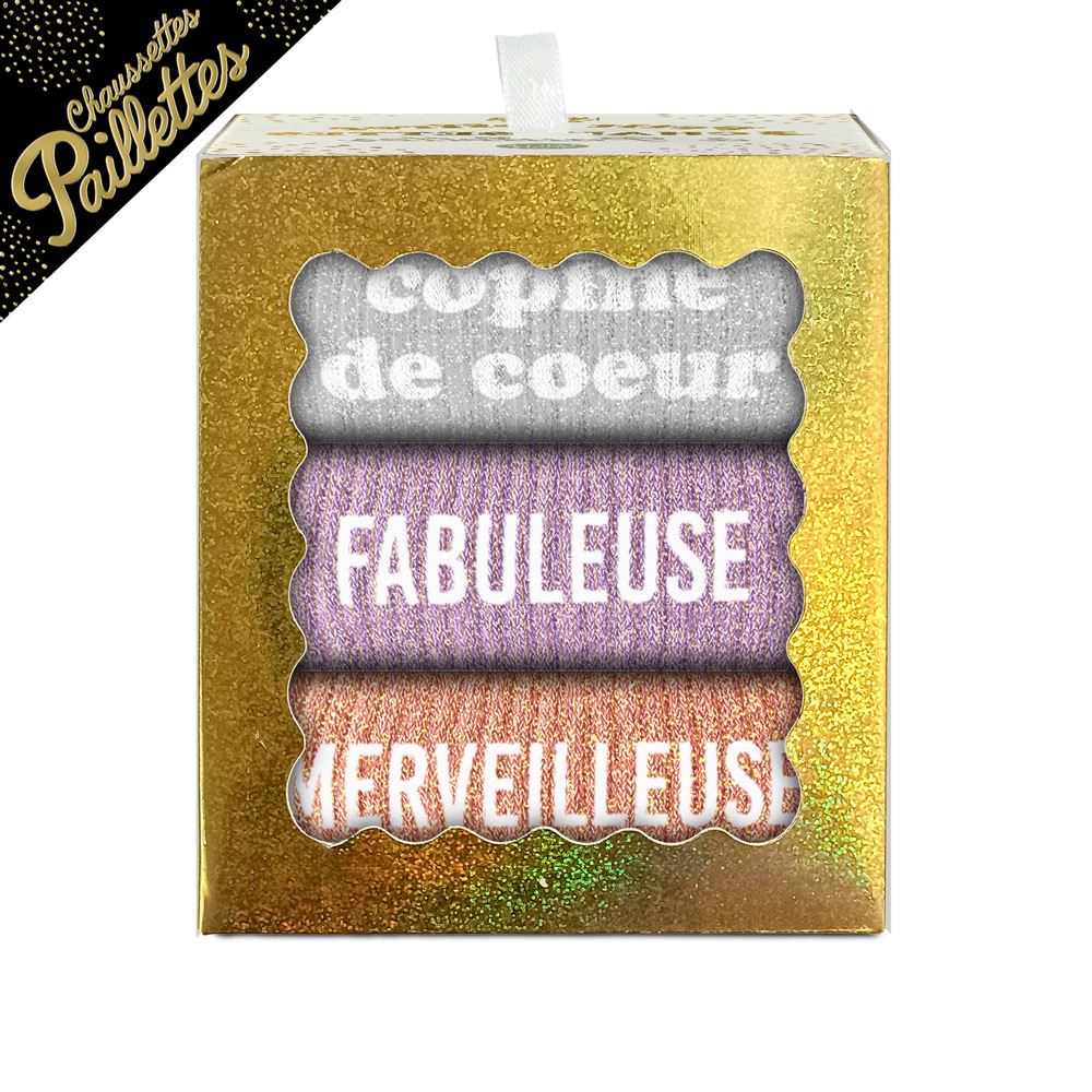 Coffret trio chaussettes paillettes copine de cŒur