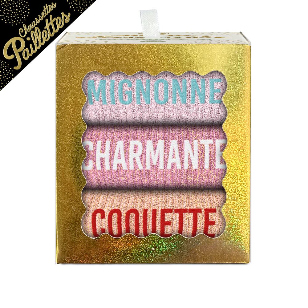 Coffret trio chaussettes paillettes mignonne
