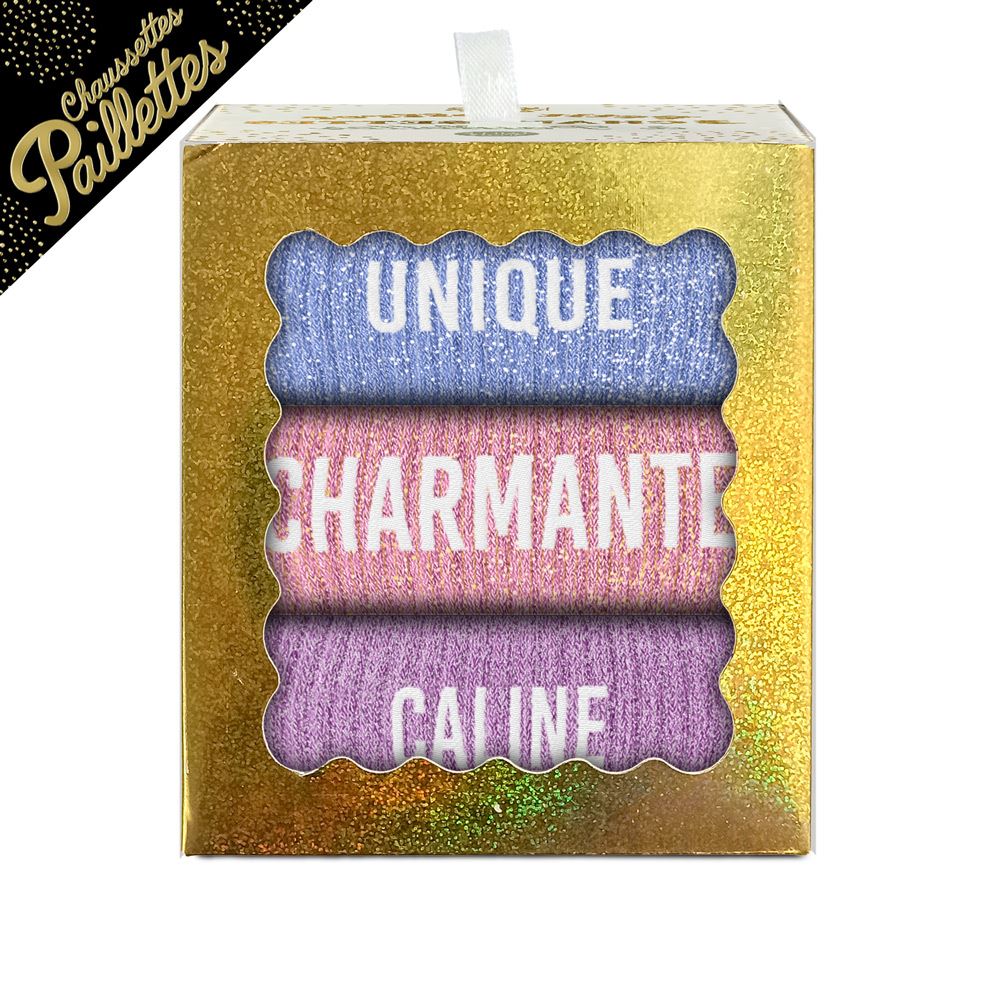 Coffret trio chaussettes paillettes unique