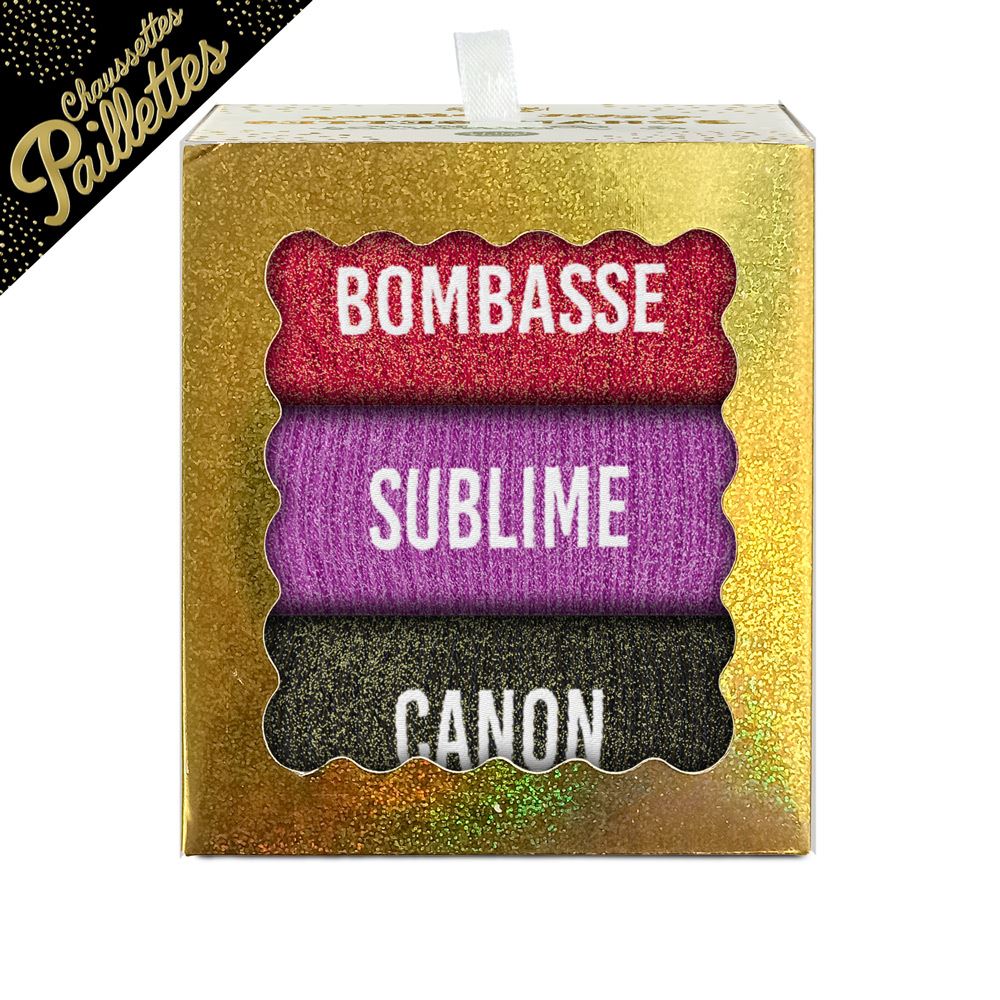 Coffret trio chaussettes paillettes bombasse
