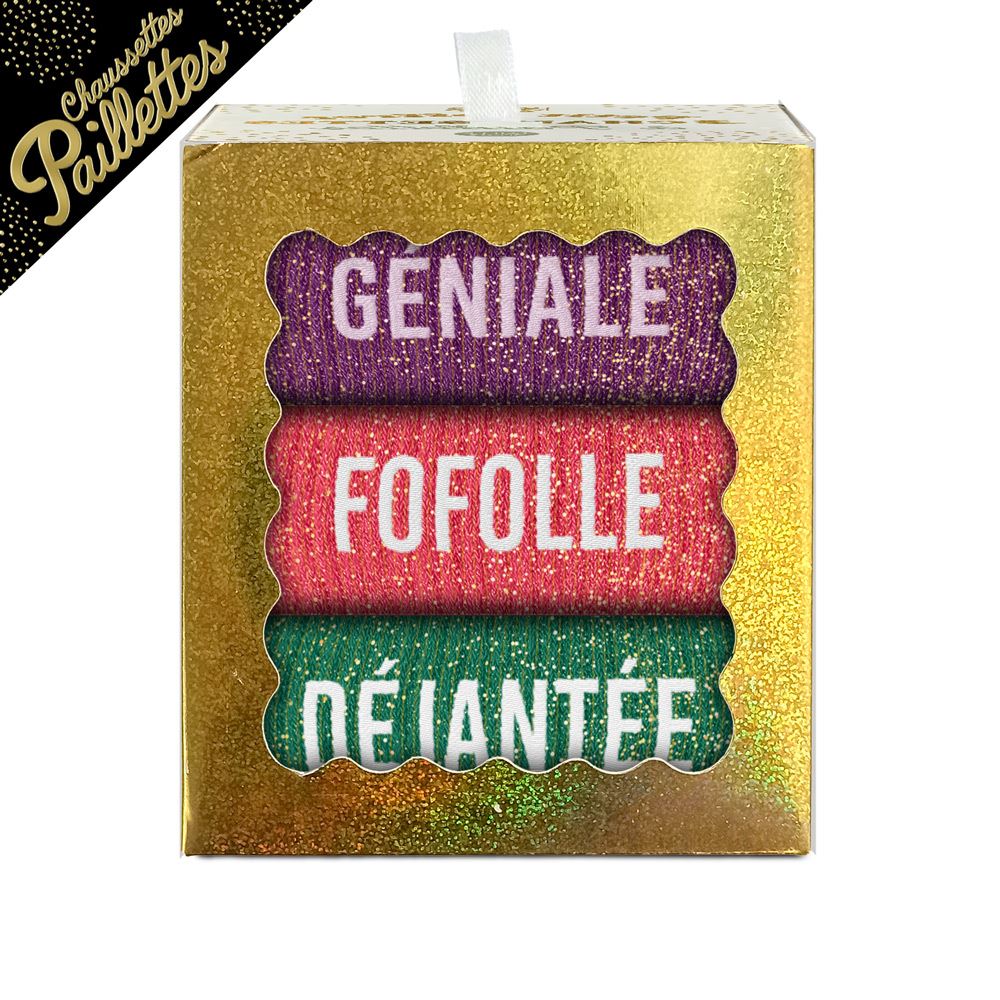 Coffret trio chaussettes paillettes geniale
