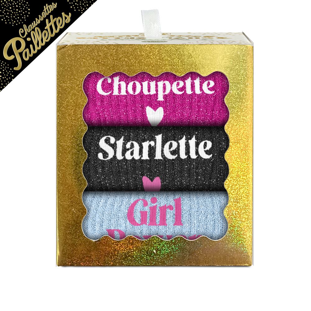 Coffret trio chaussettes paillettes choupette