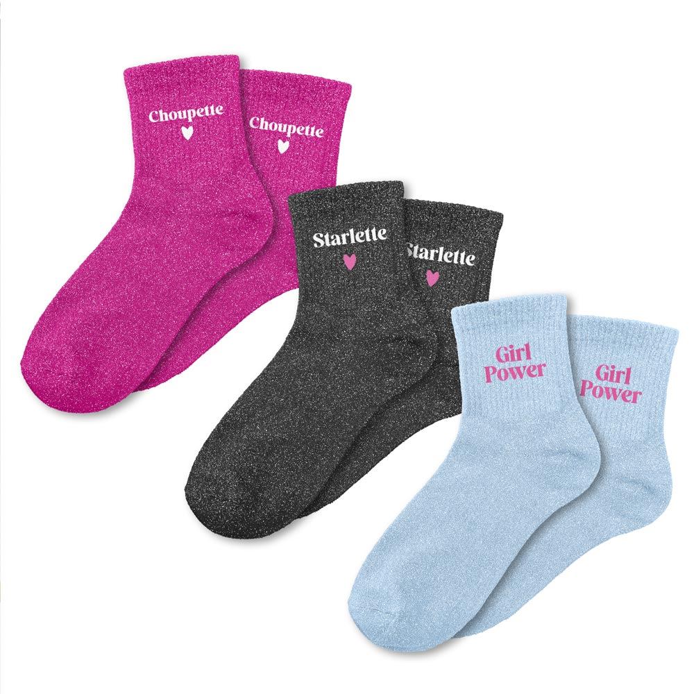 Coffret trio chaussettes paillettes choupette