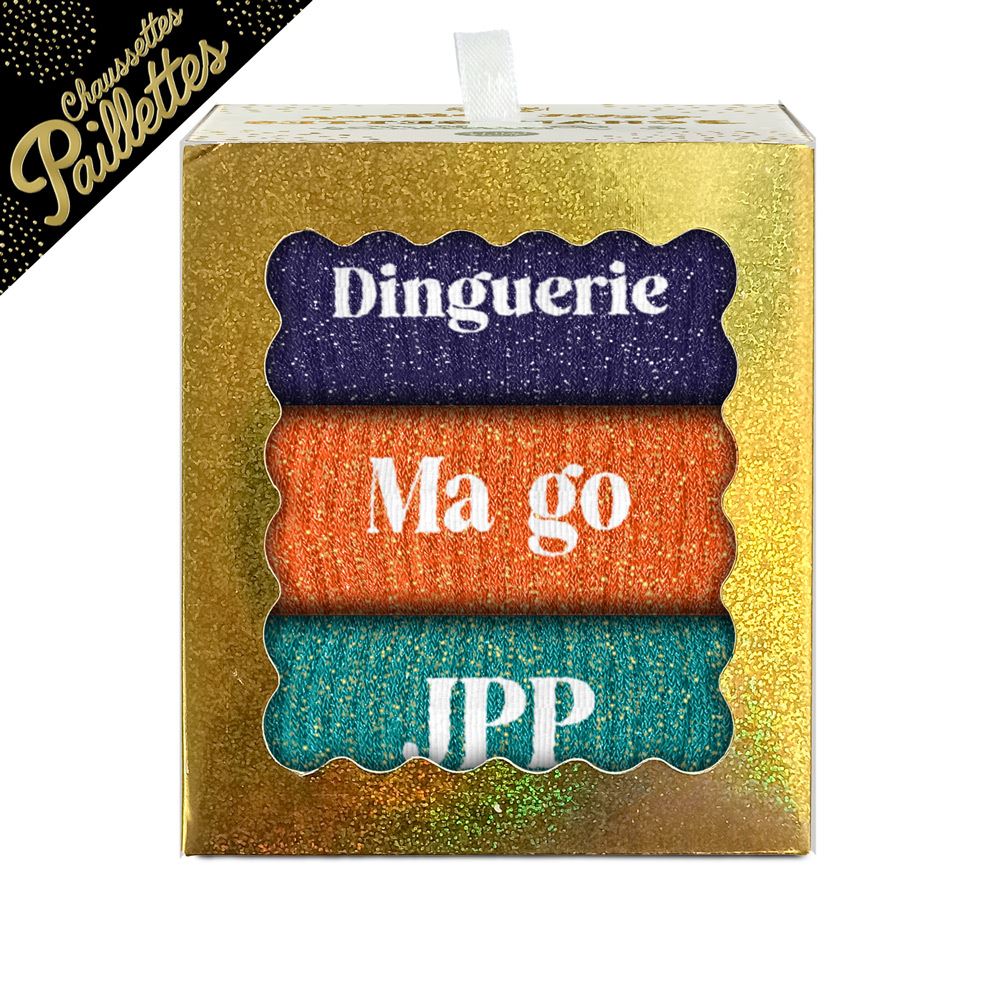 Coffret trio chaussettes paillettes dinguerie
