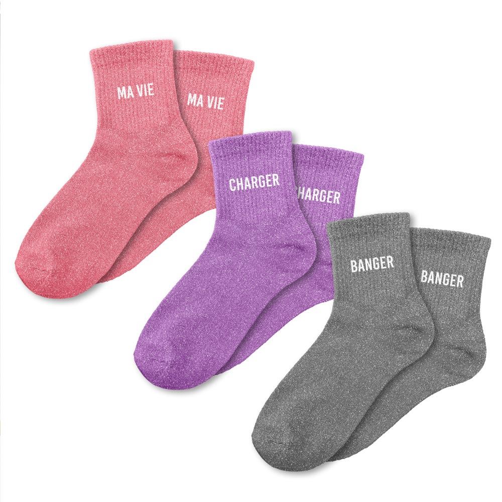 Coffret trio chaussettes paillettes ma vie