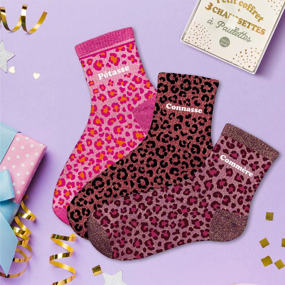Coffret trio chaussettes paillettes petasse
