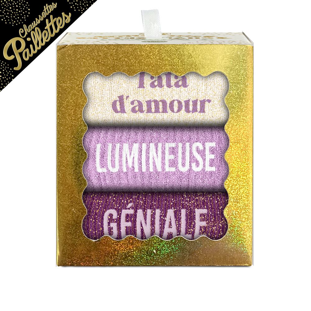 Coffret trio chaussettes paillettes tata d amour