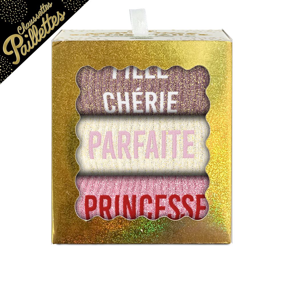 Coffret trio chaussettes paillettes fille cherie