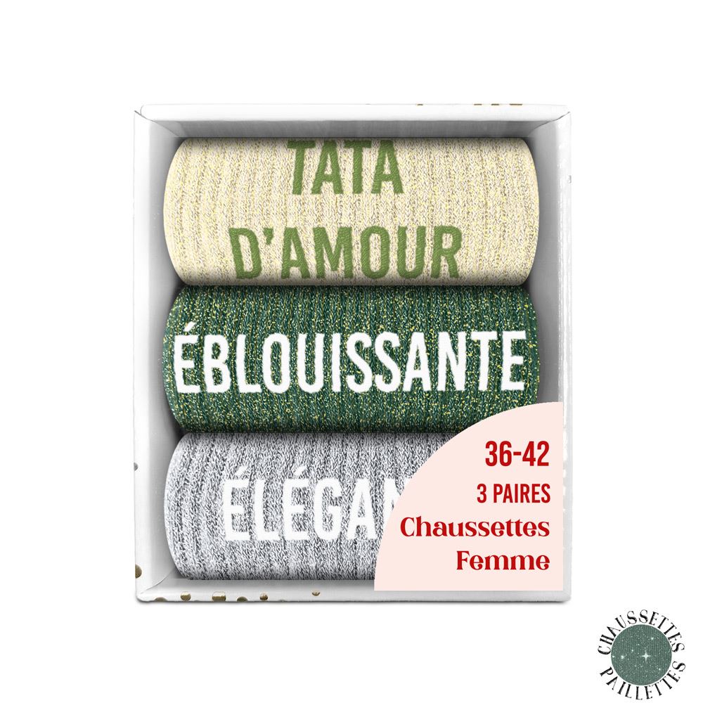 Coffret trio chaussettes paillettes tata damour