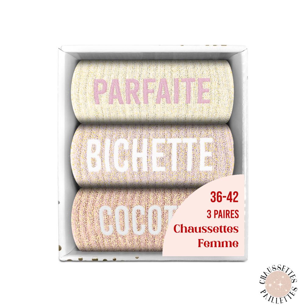 Coffret trio chaussettes paillettes parfaite
