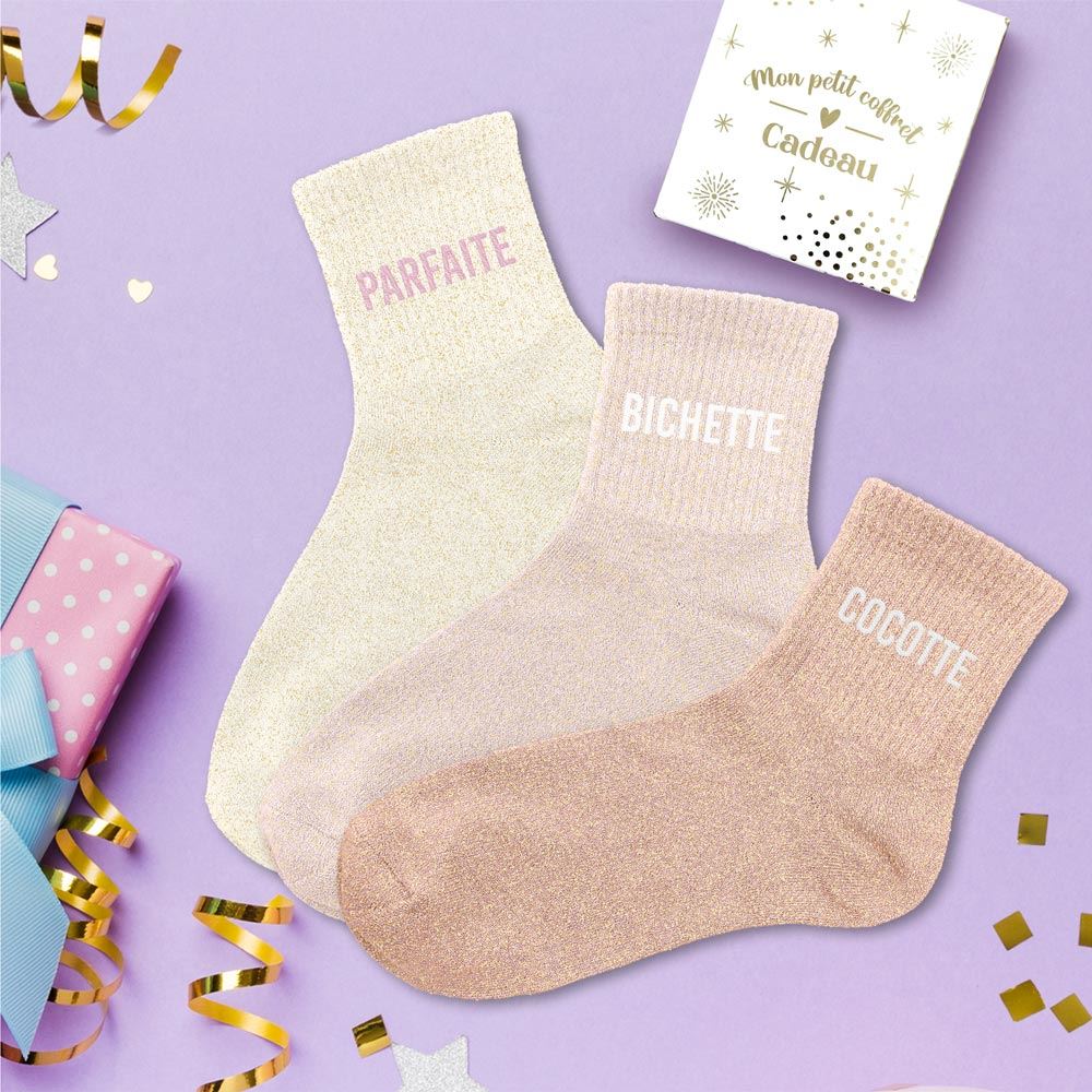 Coffret trio chaussettes paillettes parfaite