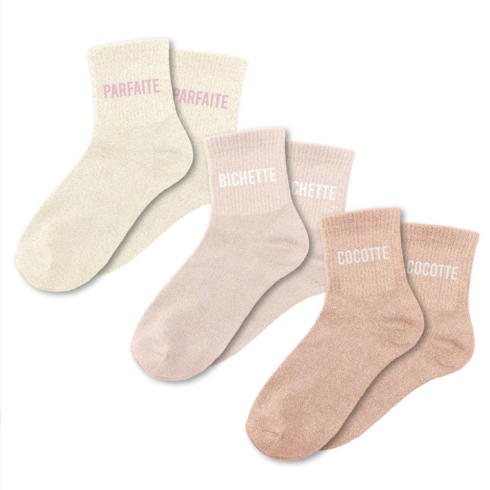 Coffret trio chaussettes paillettes parfaite