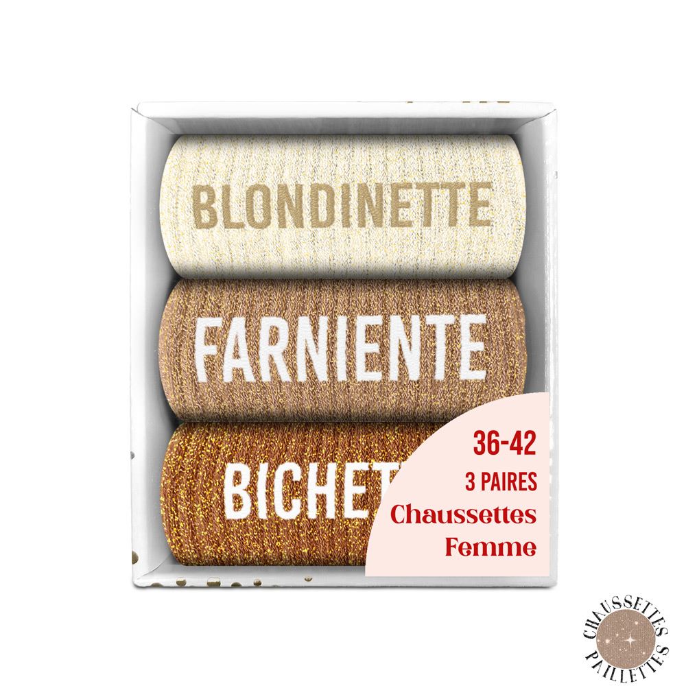 Coffret trio chaussettes paillettes blondinette