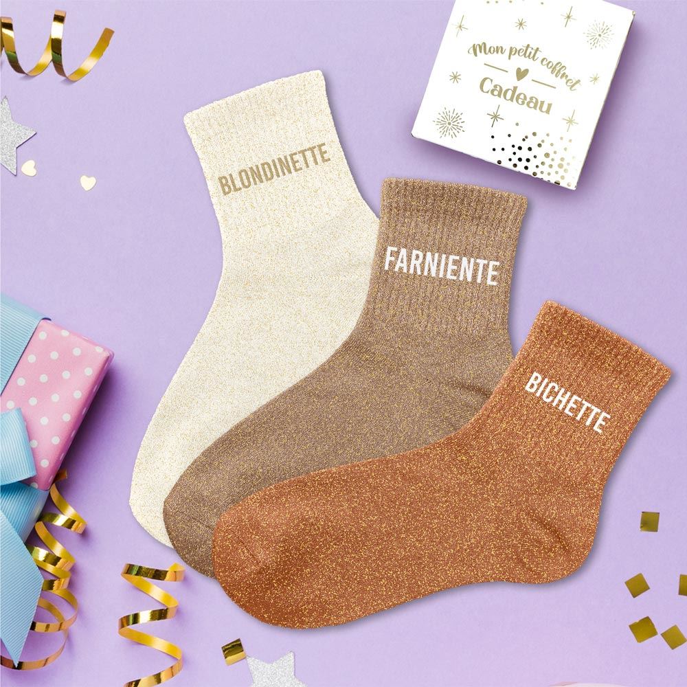 Coffret trio chaussettes paillettes blondinette