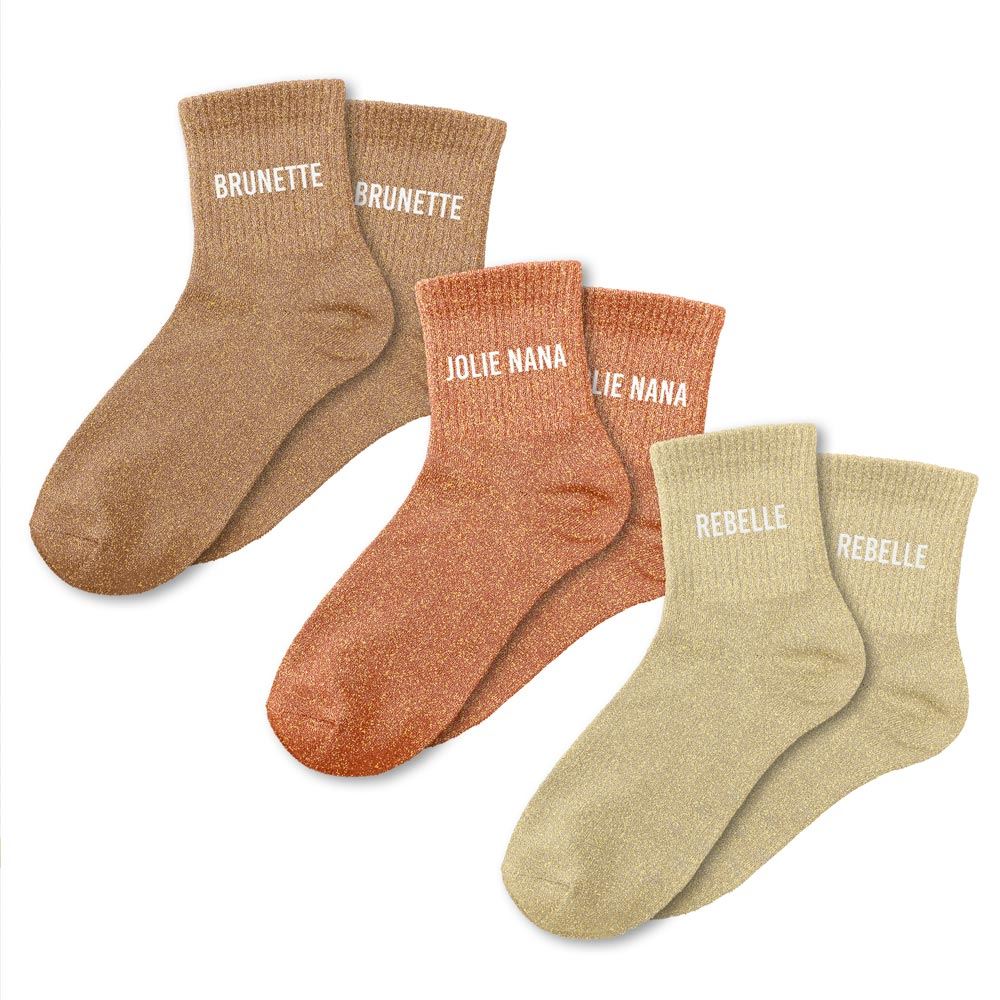 Coffret trio chaussettes paillettes brunette
