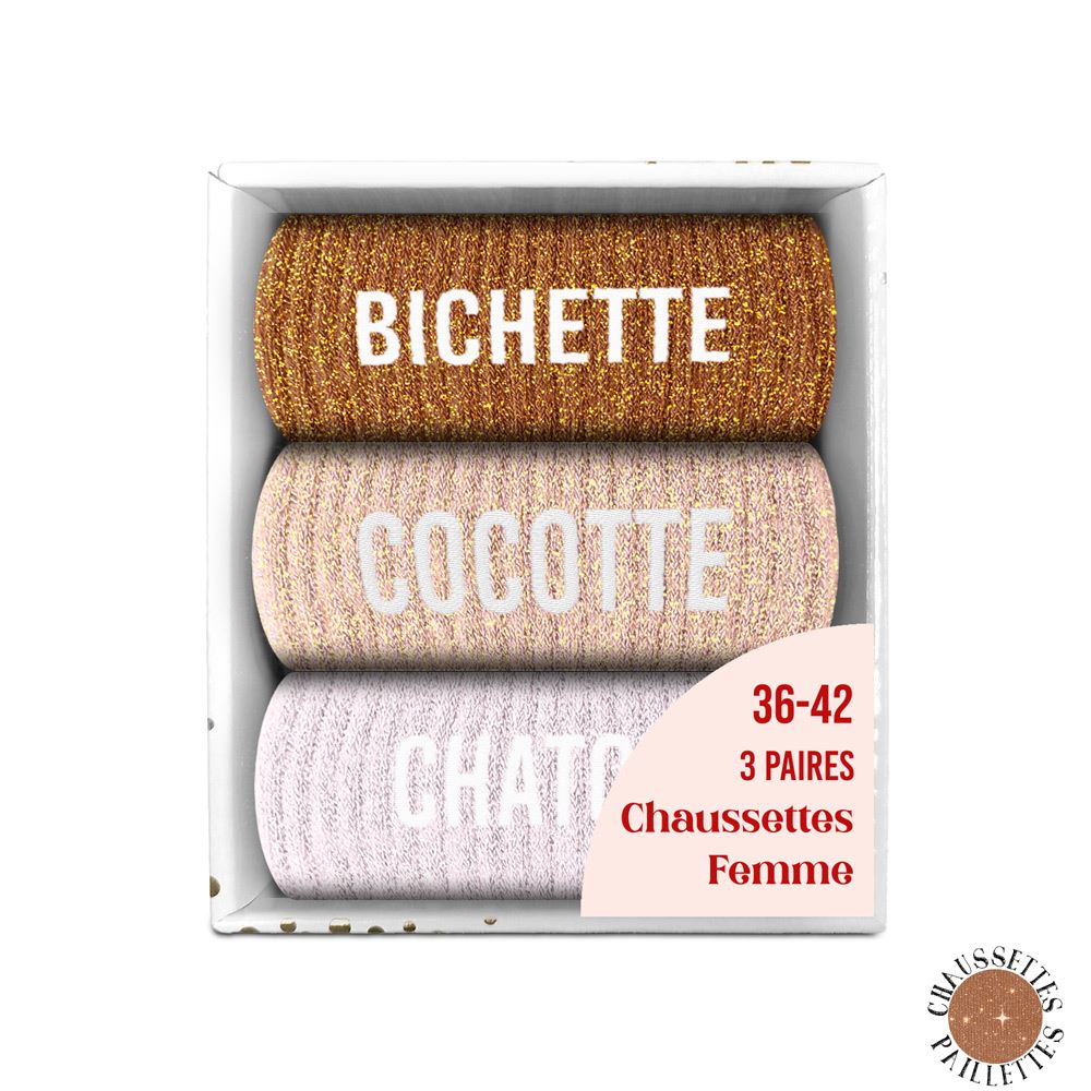 Coffret trio chaussettes paillettes bichette