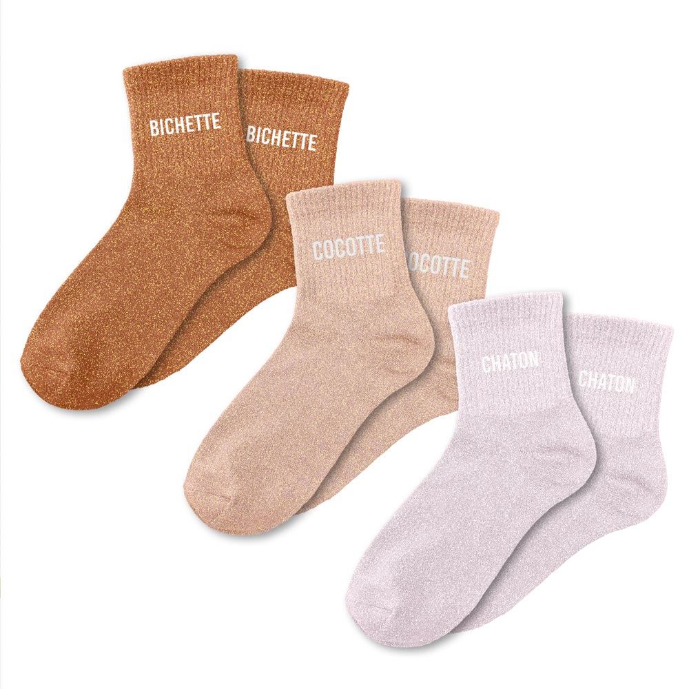 Coffret trio chaussettes paillettes bichette