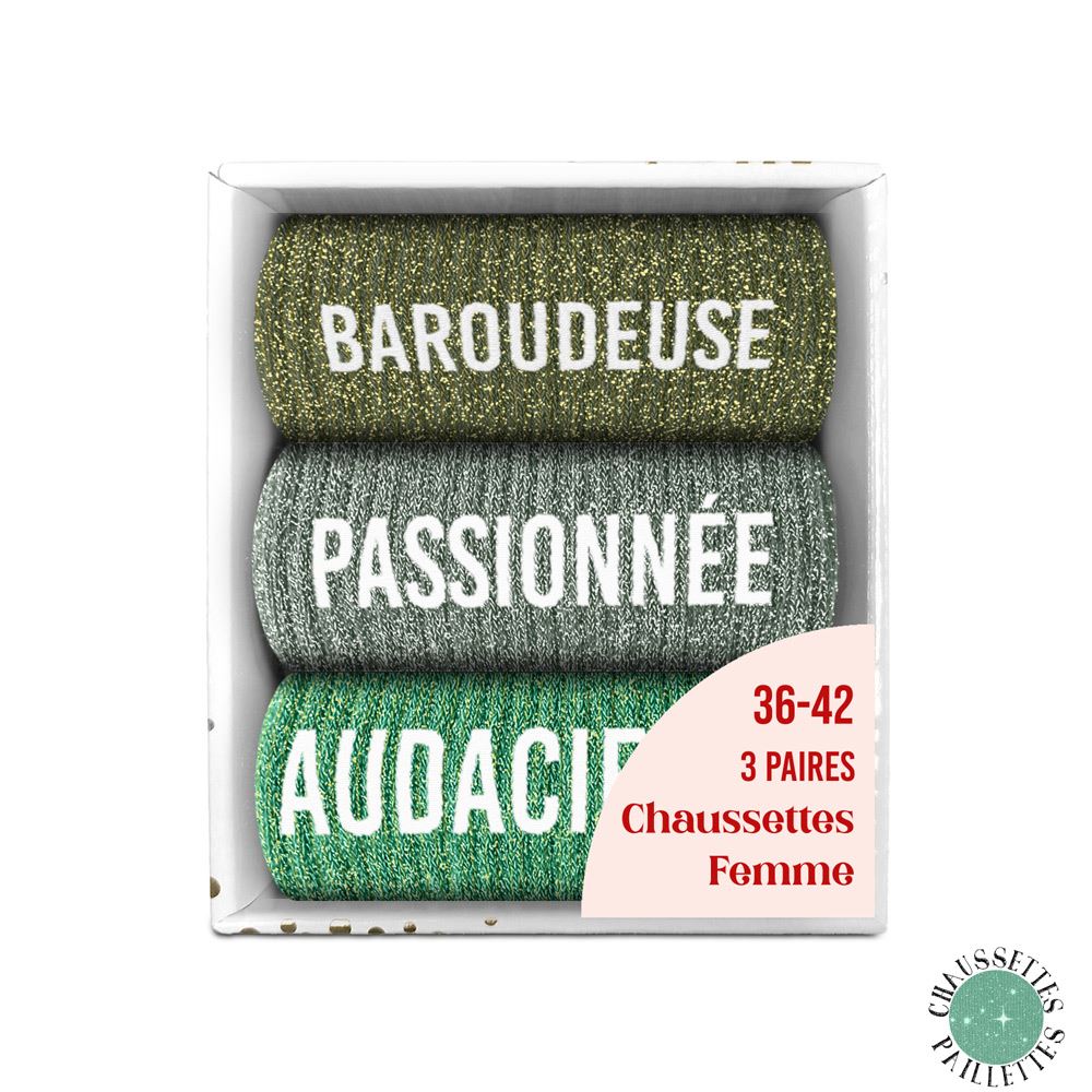 Coffret trio chaussettes paillettes baroudeuse