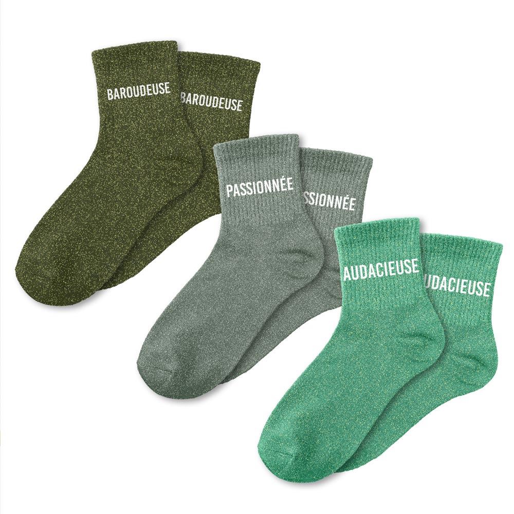 Coffret trio chaussettes paillettes baroudeuse