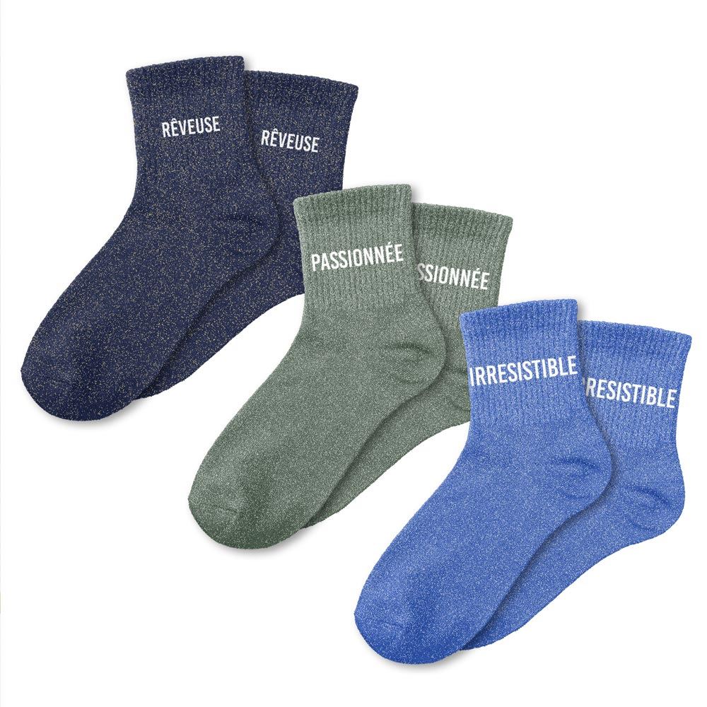 Coffret trio chaussettes paillettes reveuse