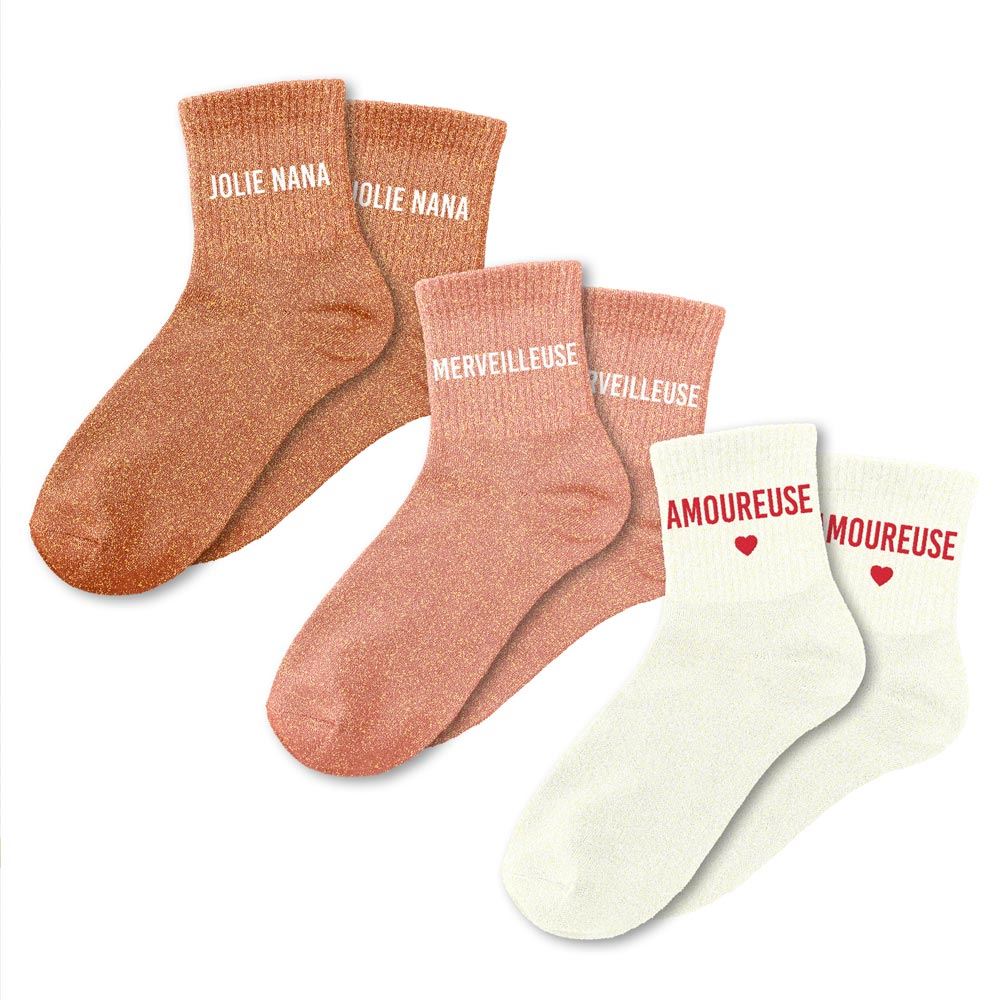 Coffret trio chaussettes paillettes jolie nana