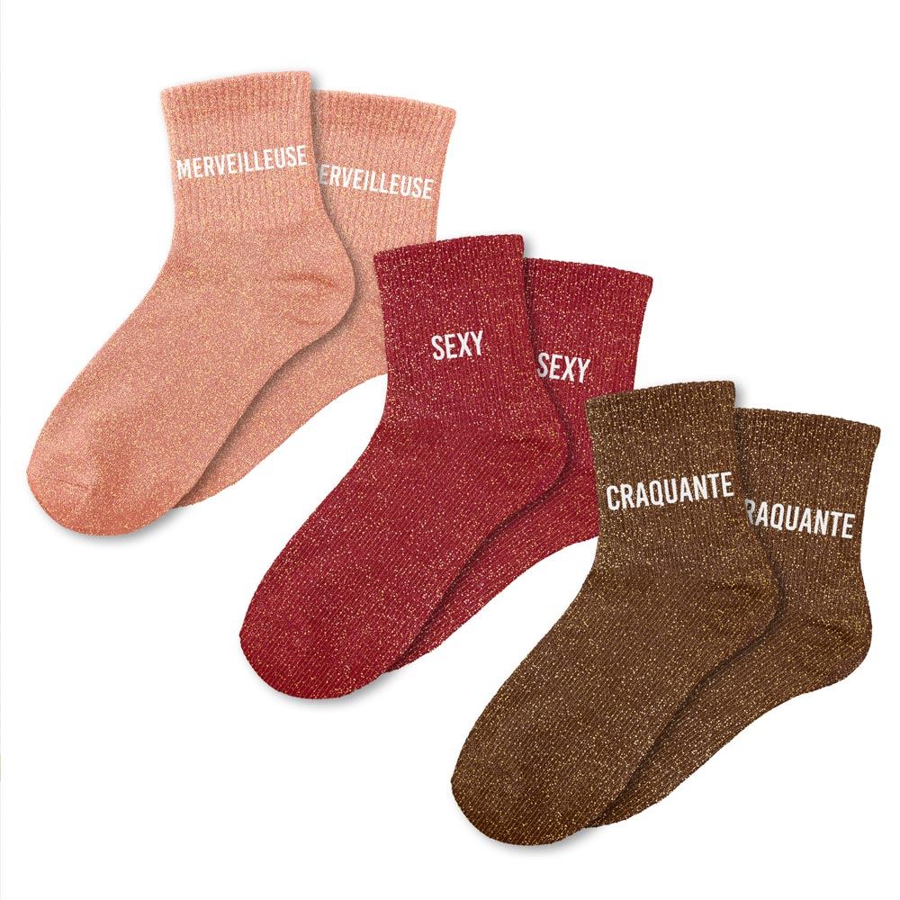 Coffret trio chaussettes paillettes merveilleuse
