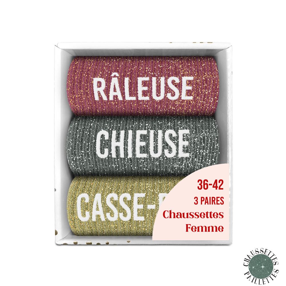 Coffret trio chaussettes paillettes raleuse
