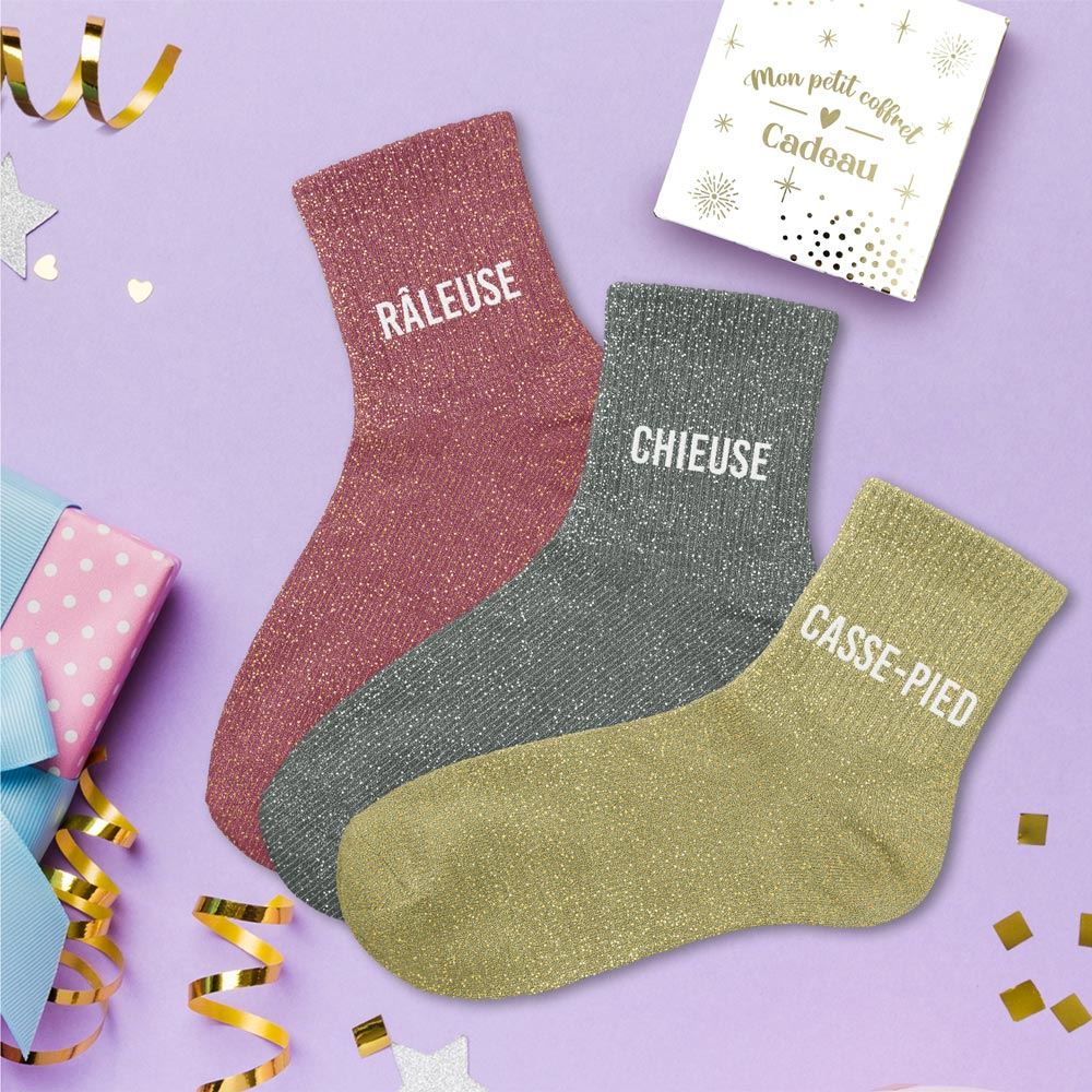 Coffret trio chaussettes paillettes raleuse
