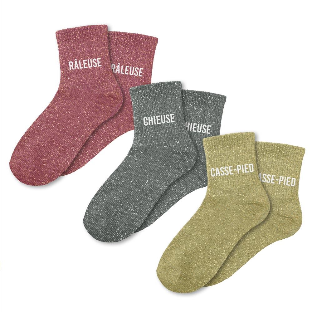 Coffret trio chaussettes paillettes raleuse
