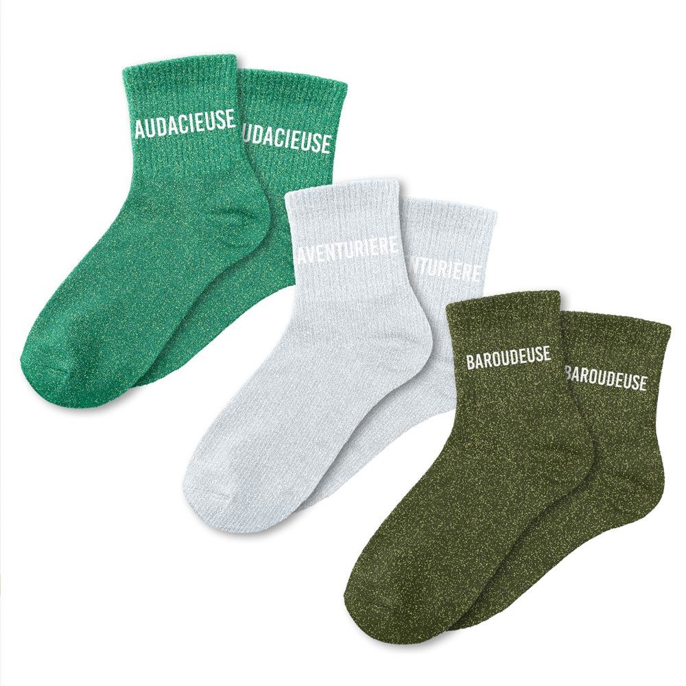 Coffret trio chaussettes paillettes audacieuse