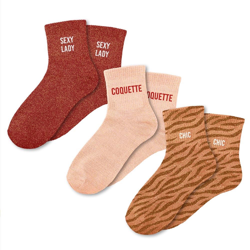 Coffret trio chaussettes paillettes sexy lady