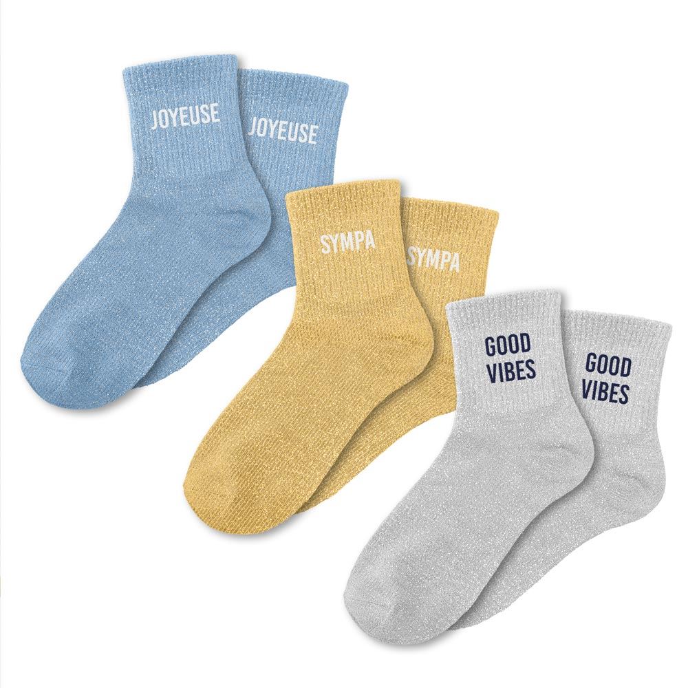 Coffret trio chaussettes paillettes joyeuse
