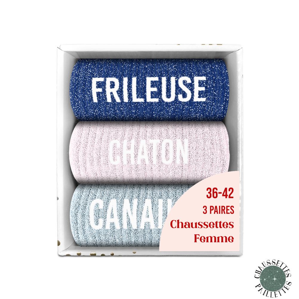 Coffret trio chaussettes paillettes frileuse