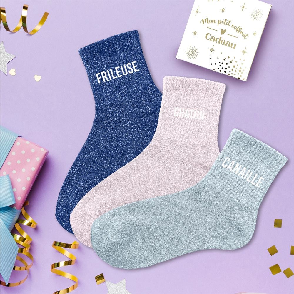 Coffret trio chaussettes paillettes frileuse