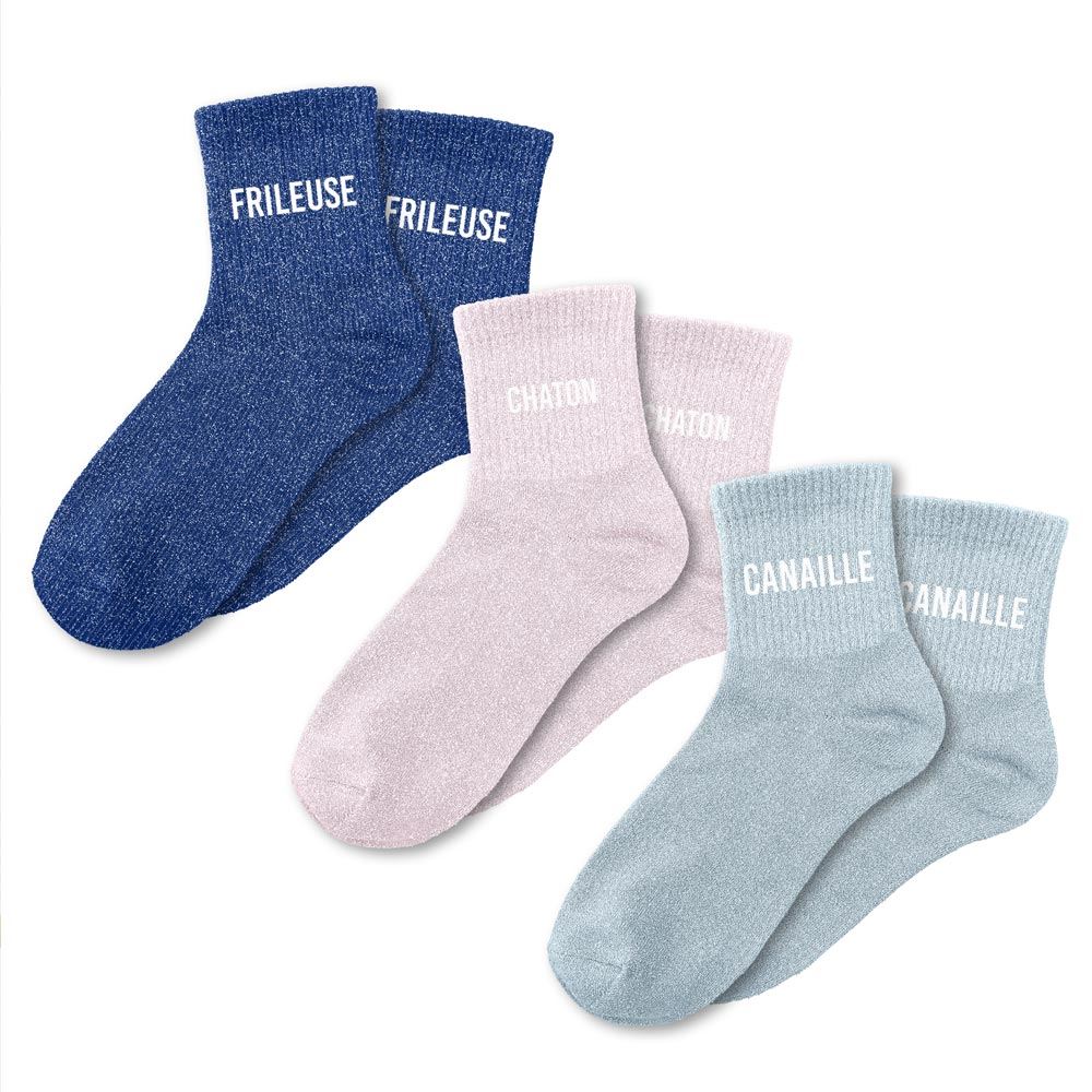 Coffret trio chaussettes paillettes frileuse