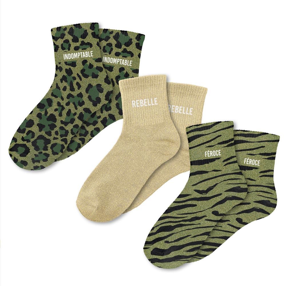 Coffret trio chaussettes paillettes indomptable