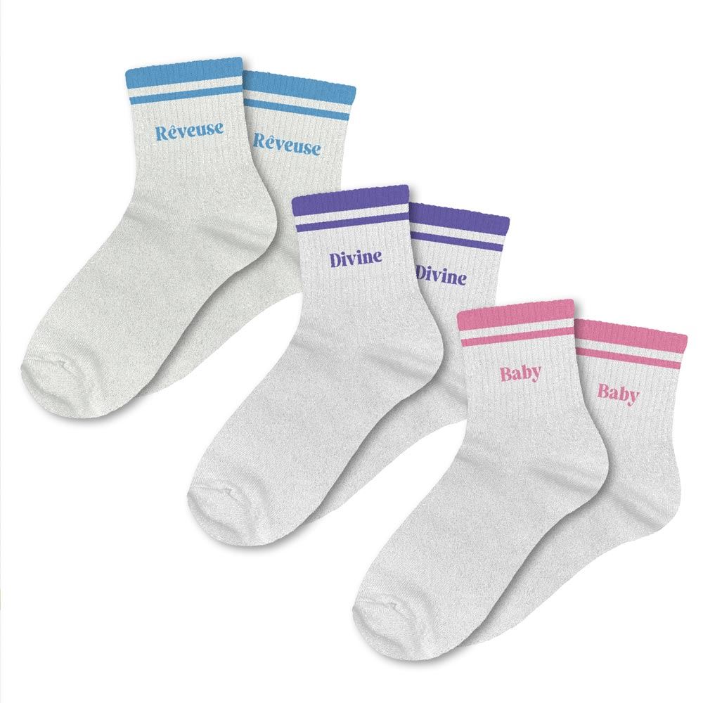 Coffret trio chaussettes paillettes reveuse