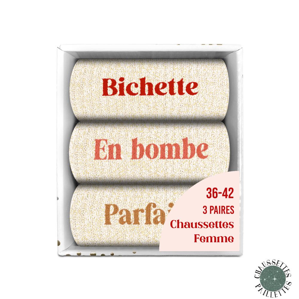 Coffret trio chaussettes paillettes bichette