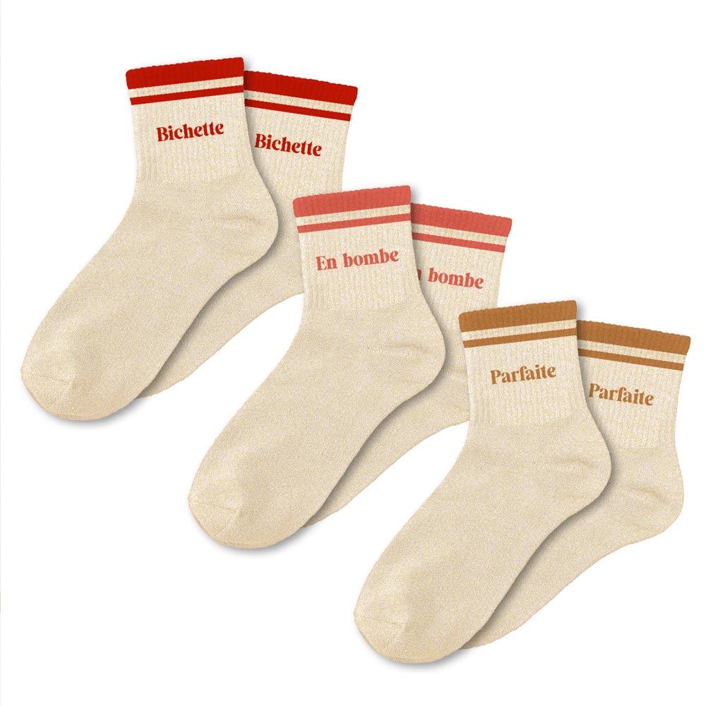Coffret trio chaussettes paillettes bichette